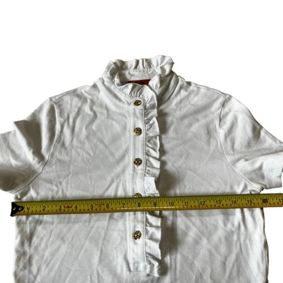 Tory Burch Lidia Ruffled Polo Shirt Size XS - Picture 7 of 8